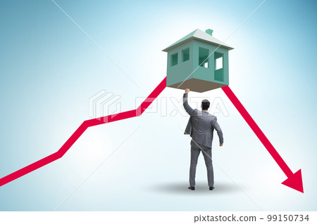 Concept of real estate price bubble bursting Concept of real estate price bubble bursting 99150734