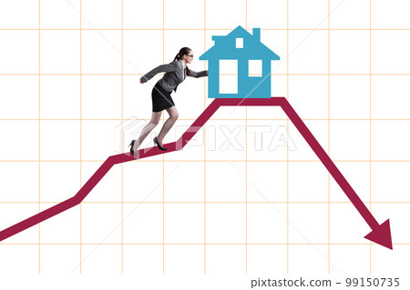 Concept of real estate price bubble bursting Concept of real estate price bubble bursting 99150735
