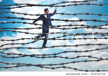 Businessman in barbed wire concept 99150749