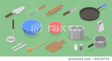 3D Isometric Flat Vector Set of Kitchen Utensils 99150754
