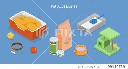 3D Isometric Flat Vector Set of Pet Accessories 99150759