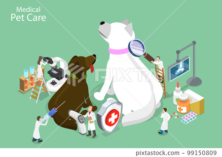3D Isometric Flat Vector Conceptual Illustration of Medical Pet Care 99150809