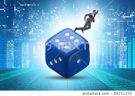 Businessman in uncertainty concept with dice 99151155