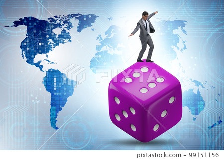 Businessman in uncertainty concept with dice 99151156