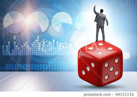 Businessman in uncertainty concept with dice 99151158