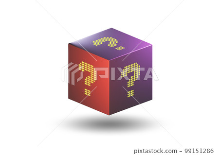 Cube with question marks on its sides 99151286