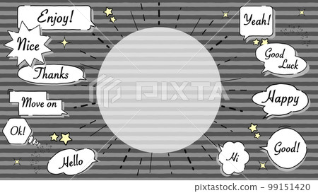 Background with handwritten speech bubbles popping out with text background stripes Background with handwritten speech bubbles popping out with text background stripes 99151420