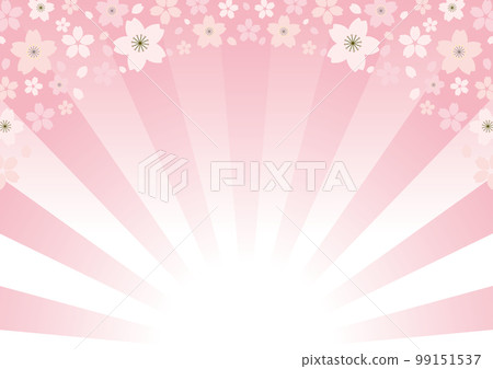 Horizontal frame of cherry blossoms Radiating in the background of the illustration of the cherry blossoms on the arch above 99151537