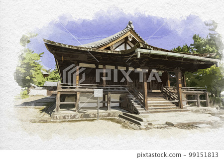 Watercolor-style Horyuji Sankyoin/West Room, Ikaruga-cho, Ikoma-gun, Nara Prefecture 99151813