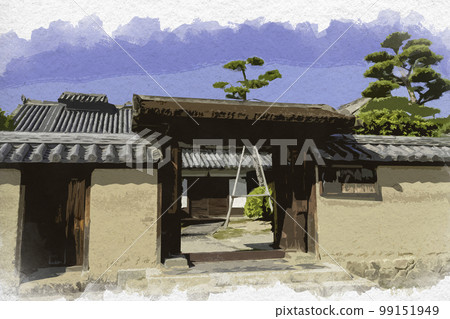 Watercolor-style Horyuji Temple, Shotoku sect office, Ikaruga-cho, Ikoma-gun, Nara Prefecture Watercolor-style Horyuji Temple, Shotoku sect office, Ikaruga-cho, Ikoma-gun, Nara Prefecture 99151949