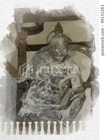 Watercolour-style Horyuji Central Gate, Nio statues, Ikaruga-cho, Ikoma-gun, Nara Prefecture Watercolour-style Horyuji Central Gate, Nio statues, Ikaruga-cho, Ikoma-gun, Nara Prefecture 99152261