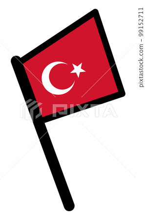 Turkish earthquake support Turkish flag with a long stick pointing to the right 99152711