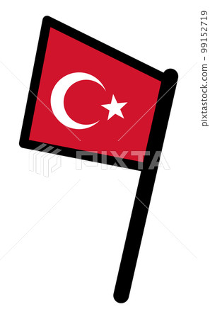 土耳其地震支持用長棍向左指著土耳其國旗 土耳其地震支持用長棍向左指著土耳其國旗 99152719