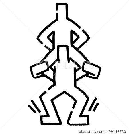 Two stick figures training on piggybacks Two stick figures training on piggybacks 99152780