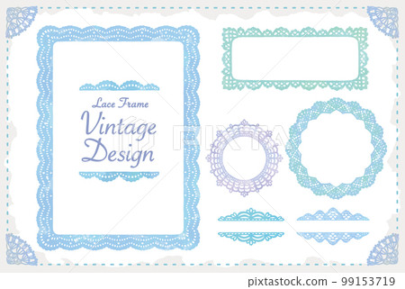 一套古董花邊框架和裝飾邊框。水彩風格，矢量素材 99153719