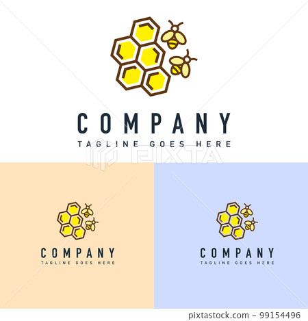 Bee Logo Design. Abstract Bee Honeycomb Logo Vector Template. 99154496