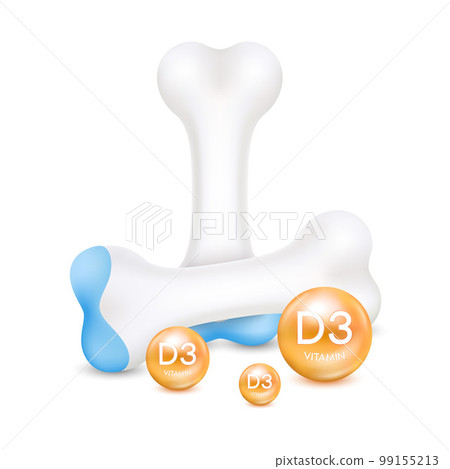 Healthy bone cartilage with orange vitamin D3. Human skeleton anatomy model isolated on white background. Vitamins and minerals care bone knee joint Healthy bone cartilage with orange vitamin D3. Human skeleton anatomy model isolated on white background. Vitamins and minerals care bone knee joint 99155213