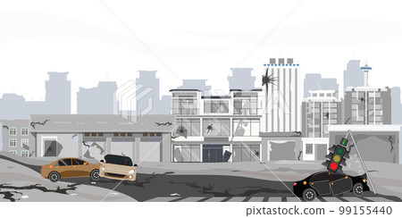 Natural disaster or earthquake disaster and destruction of houses. 99155440