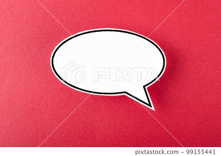 The Speech bubble with copy space communication talking speaking concepts on red background. The Speech bubble with copy space communication talking speaking concepts on red background. 99155441