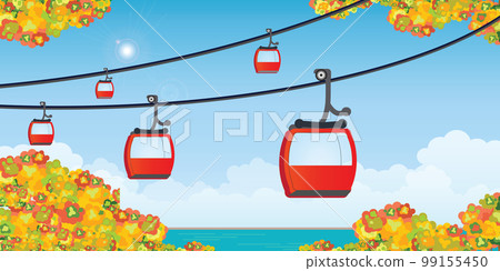 Cable car transportation rope way over autumn. Cable car transportation rope way over autumn. 99155450