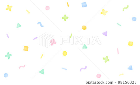 流行柔和色彩幾何圖案背景可愛手繪水彩插圖 99156323