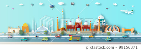 Travel landmark Pakistan in city downtown architecture skyline and Asia tourism. Travel landmark Pakistan in city downtown architecture skyline and Asia tourism. 99156371