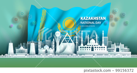 Anniversary celebration independence Kazakhstan day and travel landmarks city. 99156372