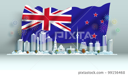 Happy independence anniversary celebration national day in New Zealand flag background. Happy independence anniversary celebration national day in New Zealand flag background. 99156468