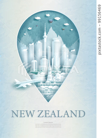 Tour pin point New Zealand architecture monument with modern. 99156469