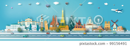 Travel landmark europe with city downtown architecture skyline and europe tourism. 99156491
