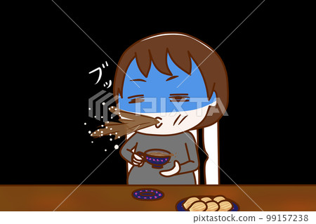 （上身斜）喝茶時吃驚驚爆茶的孕婦 99157238