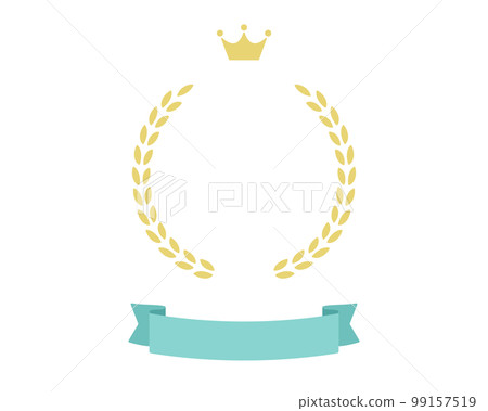 Simple ranking frame, crown, commendation, ribbon, frame, laurel, ornament, decoration, crown, grand prize, 1st place, gold award 99157519