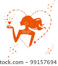Illustration of a woman with a heart 99157694