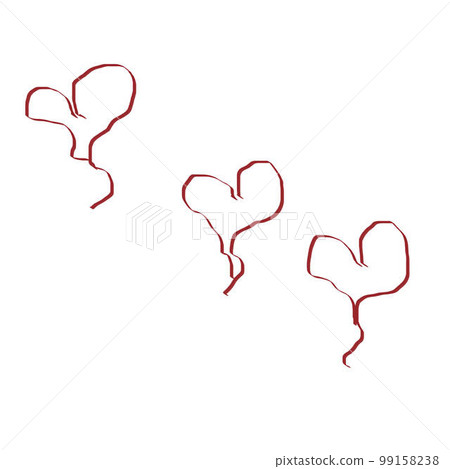 Three Hearts diagonal row hand drawn red 99158238