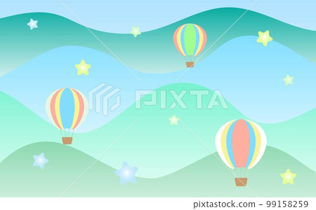 Yumekawa 氣球、星星和雲背景 99158259