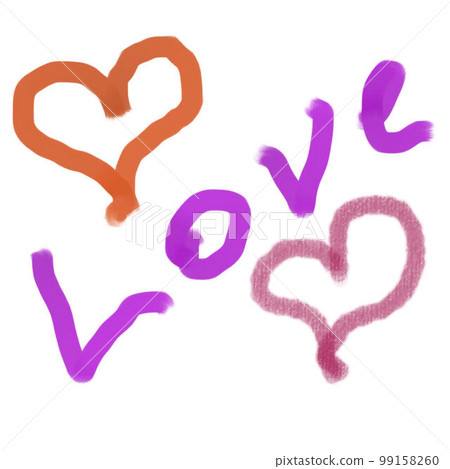 Love spelled out with a heart above and below Love spelled out with a heart above and below 99158260