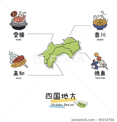 日本四國地區美食旅遊和地圖,圖標集(畫線) 日本四國地區美食旅遊和地圖,圖標集(畫線) 99158768