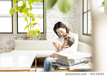 baby and mother living room baby and mother living room 99159081