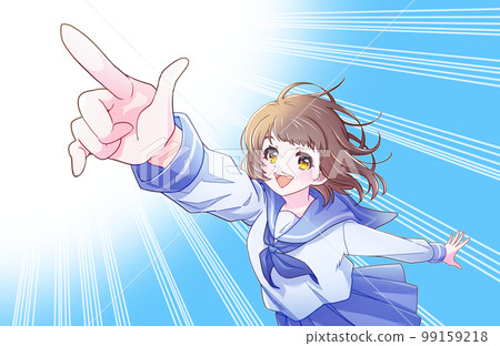 Girl student in a sailor suit aiming for a goal 03 99159218