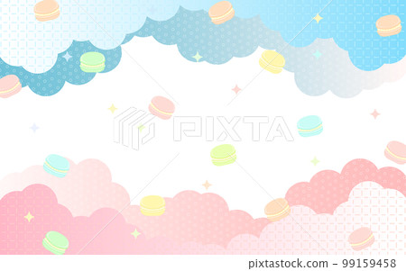 雲彩和分散的蛋白杏仁餅乾的背景 99159458