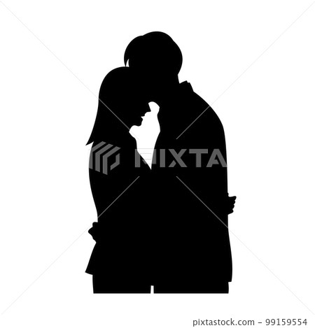 silhouette of man and woman hugging 99159554