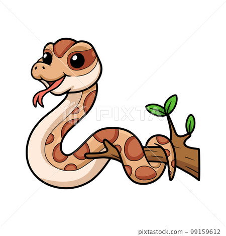 Cute daboia russelii snake cartoon on tree branch 99159612