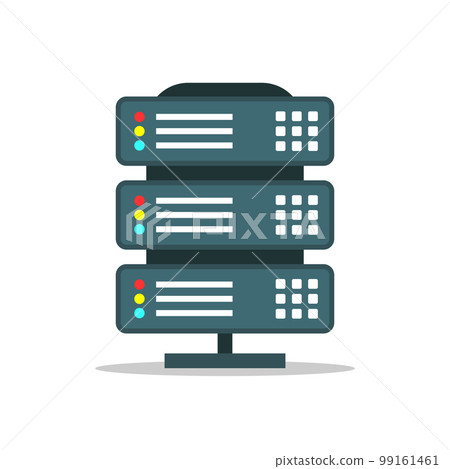 Data center icon in flat style. Computer datacenter vector illustration on isolated background. Storage cloud sign business concept. 99161461