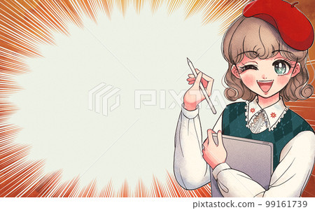 用數位板作畫的女性創作者的插圖眼球 99161739