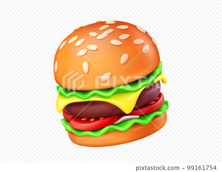 3d render fasfood burger with cheese vector icon. 99161754