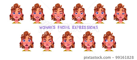 Set of woman facial expressions for game avatar Set of woman facial expressions for game avatar 99161828