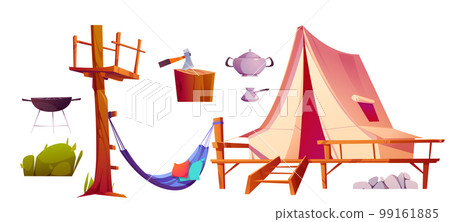 Set of glamping equipment clipart png illustration Set of glamping equipment clipart png illustration 99161885