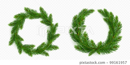 Pine tree branch, round wreath christmas garland. 99161957