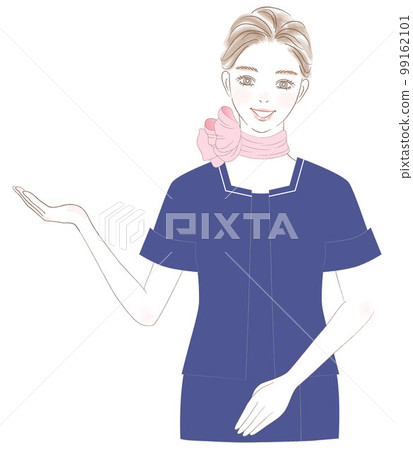 微笑介紹的乘務員女上半身插畫 99162101