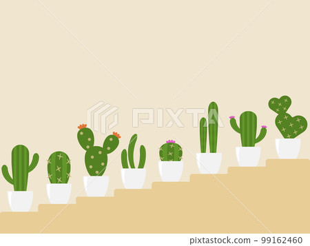 Stairs and cactus interior horizontal position yellow 99162460